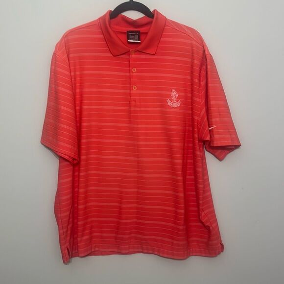 Vintage Y2K Nike Red White Striped Dri-Fit St‎ Andrews Old Course Golf Polo XL - Picture 1 of 10